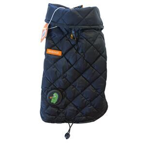 NWT Queeice Dog Puffer Vest Size Small Black Yellow Checked 2 Sided Zipper
